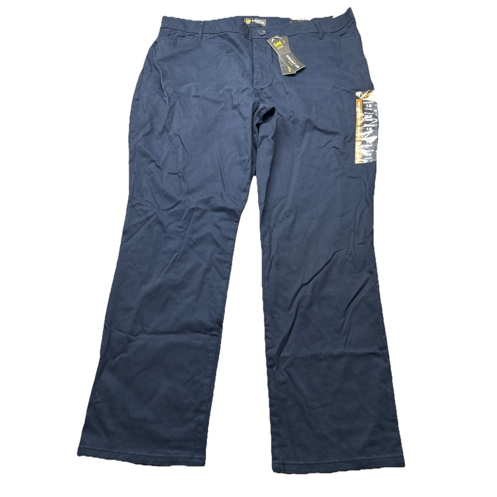Lee Effortless Wash & Wear Pants Women 18 Petite Imperial Blue Straight Leg